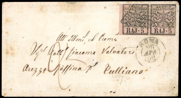 1862 - 5 baj rosa carminio (6A), ... 