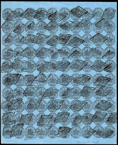 1854 - 7 baj azzurro, INCHIOSTRO ... 