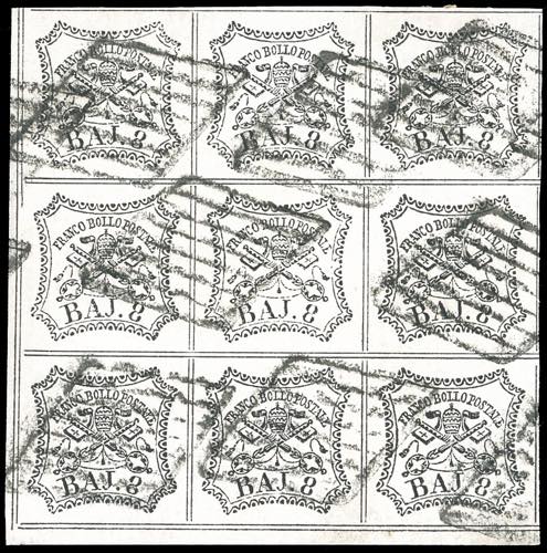 1852 - 8 baj bianco (9), blocco di ... 