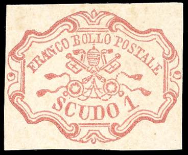1852 - 1 scudo rosa carminio (11), ... 