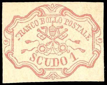 1852 - 1 scudo rosa carminio (11), ... 