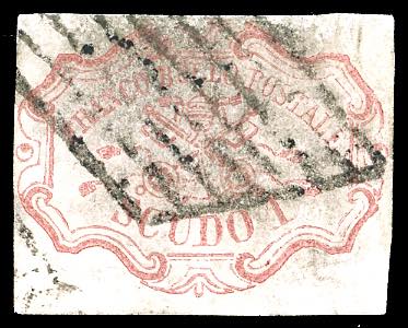 1852 - 1 scudo rosa carminio (11), ... 