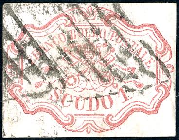 1852 - 1 scudo rosa carminio, ... 