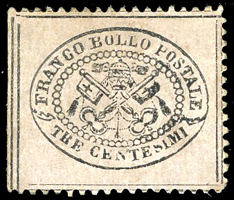 1868 - 3 cent. grigio rosa (23), ... 