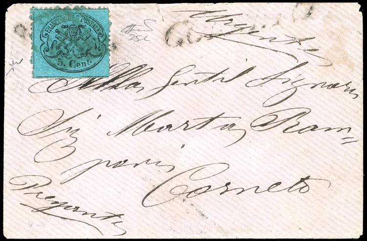 1868 - 5 cent. celeste (25c), ... 