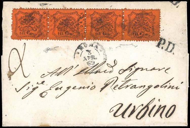 1869 - 10 cent. arancio vermiglio ... 