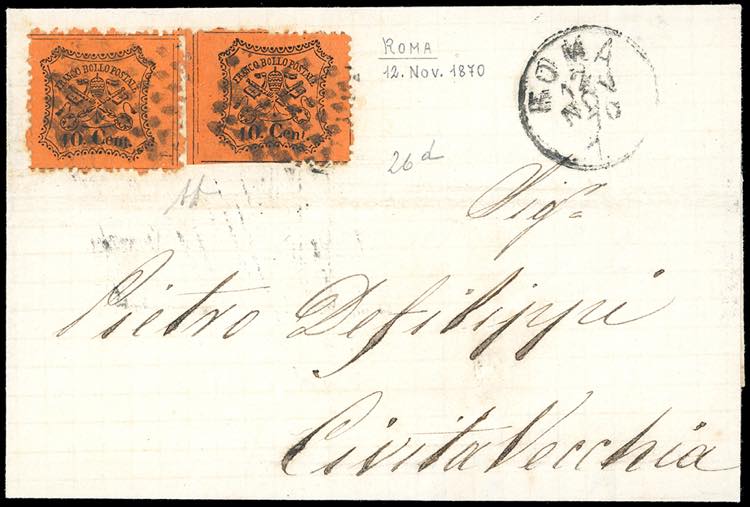 1870 - 10 cent. arancio vermiglio ... 