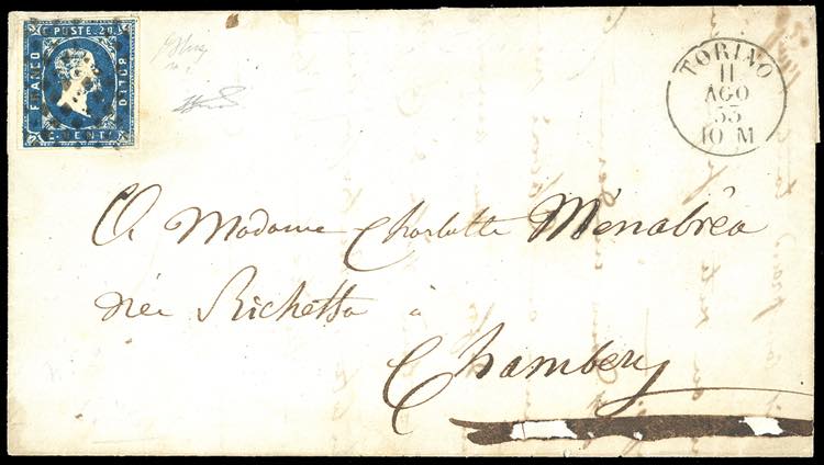 1853 - 20 cent. azzurro (2), ... 