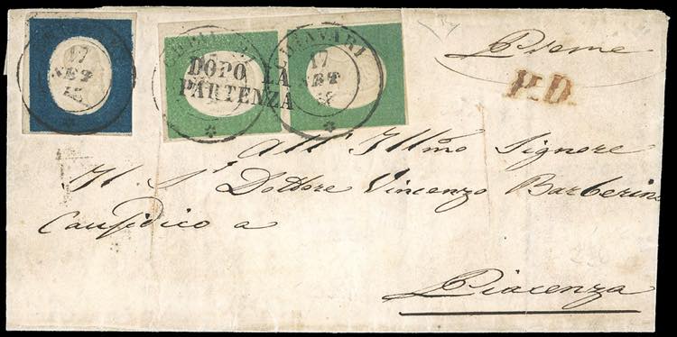 1855 - 5 cent. verde azzurro, ... 