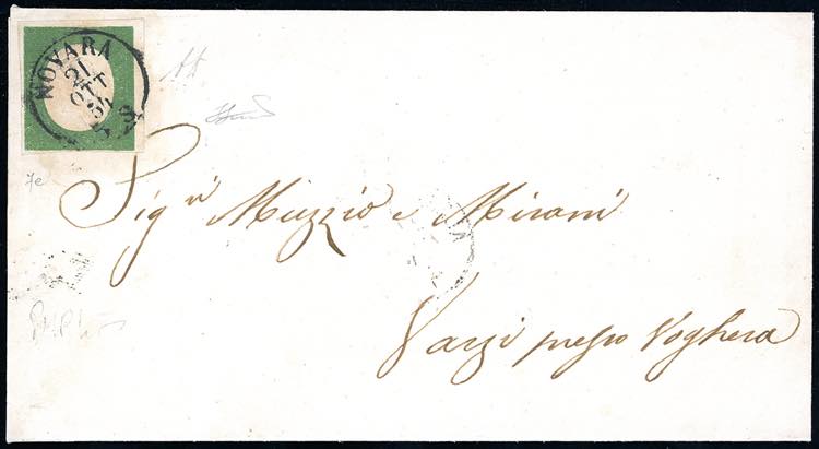 1854 - 5 cent. verde scuro, III ... 