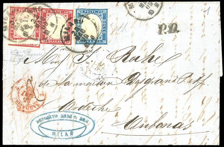 1860 - 40 cent. carminio, due ... 