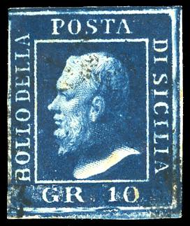 1859 - 10 grana azzurro cupo (12), ... 