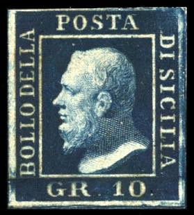 1859 - 10 grana indaco nero (12a), ... 