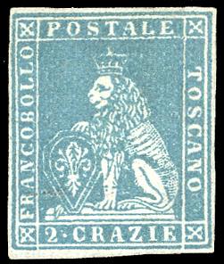 1851 - 2 crazie azzurro chiaro su ... 