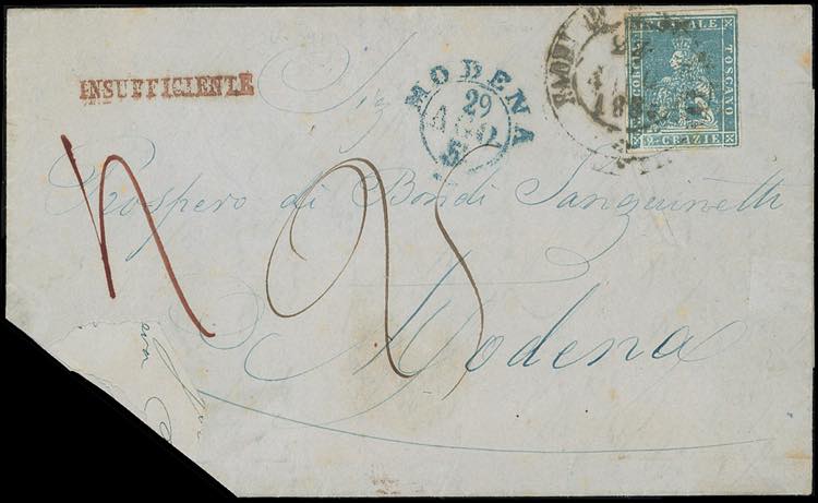 1854 - 2 crazie azzurro su grigio ... 