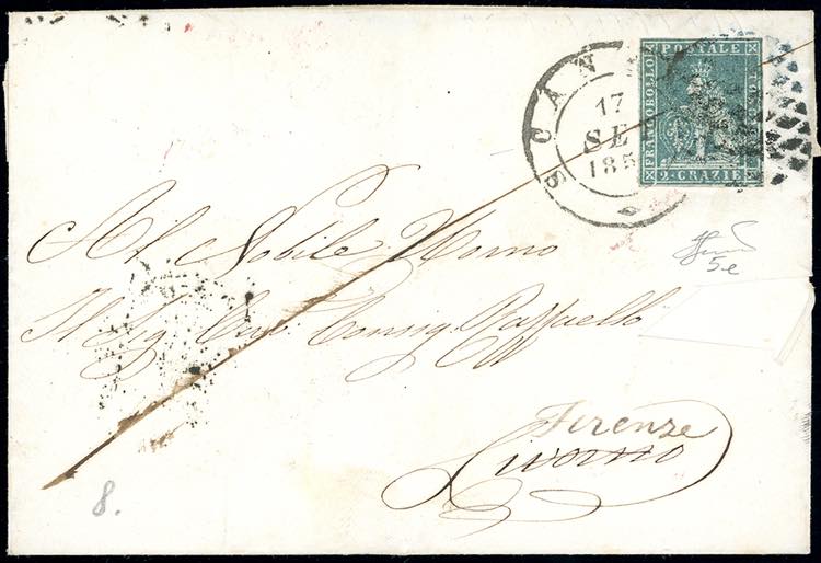 1851 - 2 crazie azzurro verdastro ... 