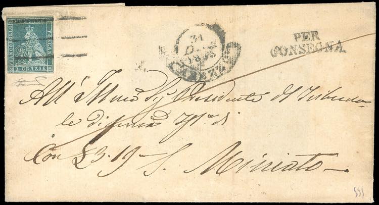 1853 - 2 crazie azzurro verdastro ... 