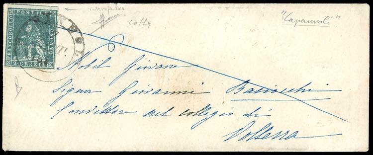 1851 - 2 crazie verde azzurro su ... 