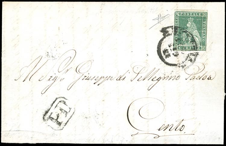 1855 - 4 crazie verde su grigio ... 