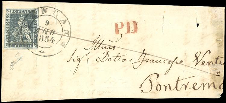 1854 - 6 crazie ardesia su grigio ... 