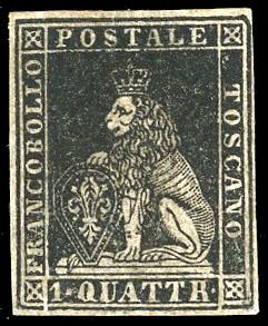 1857 - 1 q. nero, II emissione, ... 