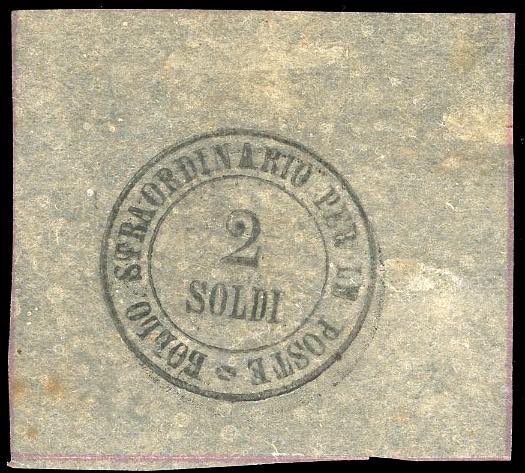 1854 - 2 soldi nero, leggera ... 