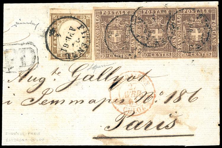 1861 - 10 cent. bruno (19), tre ... 