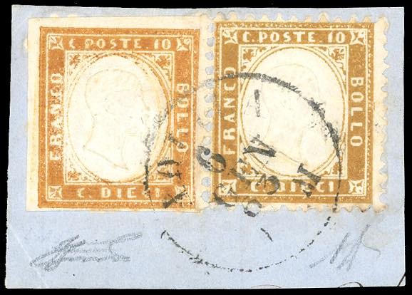 1862 - 10 cent. bistro giallastro, ... 