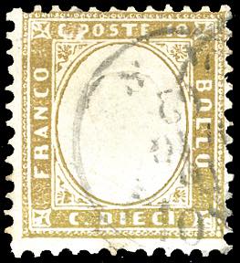 1862 - 10 cent. bistro oliva scuro ... 
