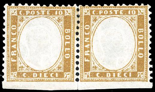 1862 - 10 cent. bistro giallastro, ... 