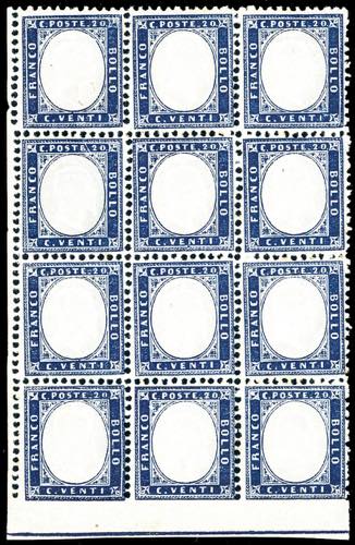 1862 - 20 cent. indaco, blocco di ... 