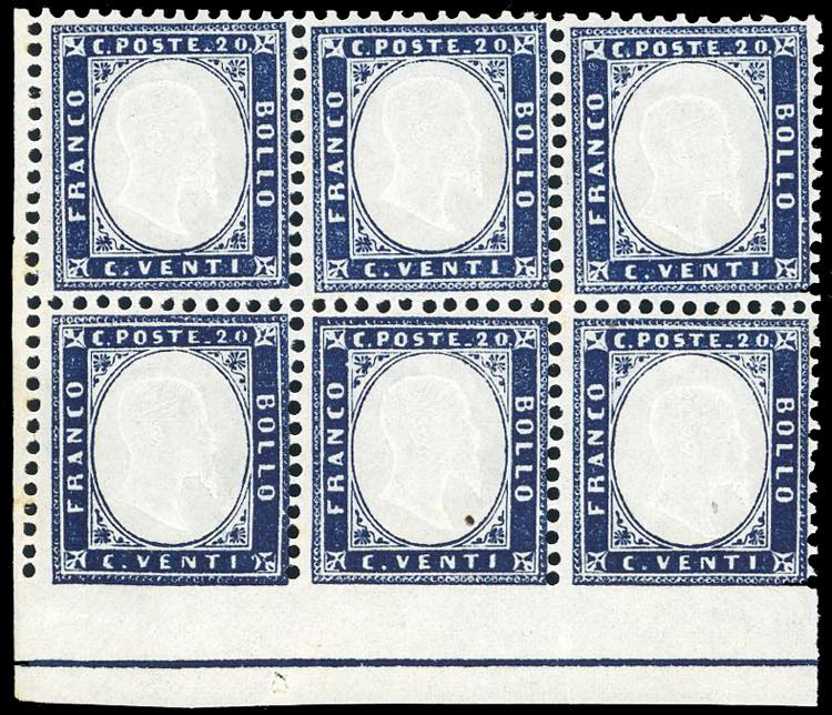 1862 - 20 cent. indaco, blocco di ... 