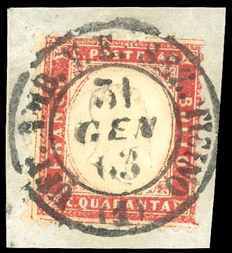 1862 - 40 cent. rosso carminio, ... 