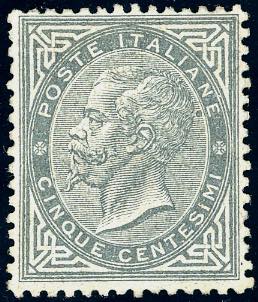 1863 - 5 cent. grigio verde, De La ... 