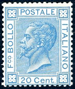 1867 - 20 cent. azzurro, tiratura ... 