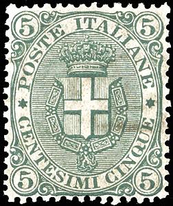 1891 - 5 cent. Stemma, fondo a ... 