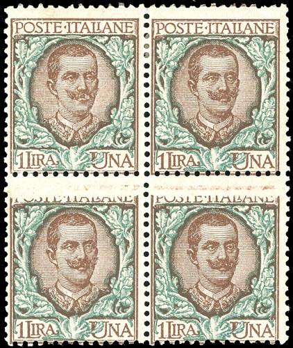 1901 - 1 lira Floreale, blocco di ... 