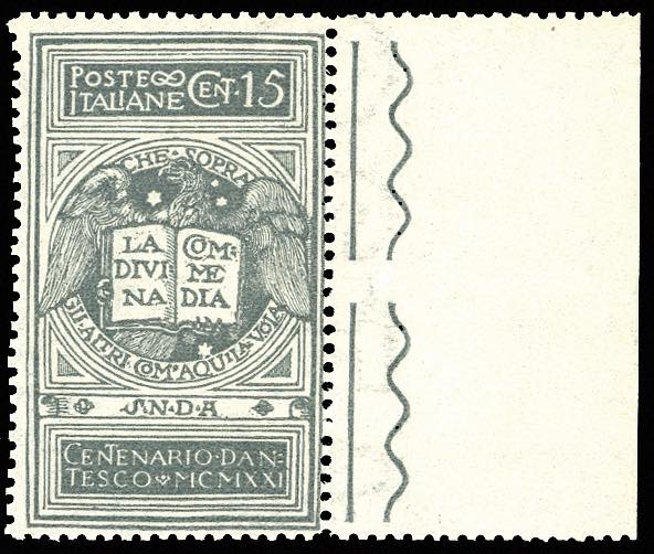 1921 - 15 cent. grigio Dante, non ... 
