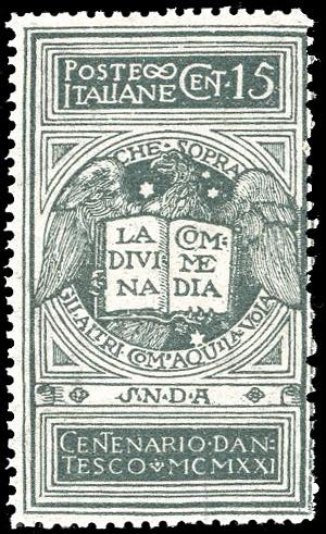 1921 - 15 cent. grigio Dante, non ... 