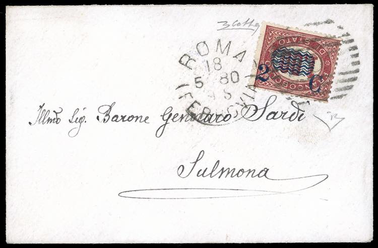 1880 - 2 cent. su 1 lira Servizio ... 