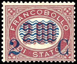 1878 - 2 cent. su 2 lire Servizio ... 