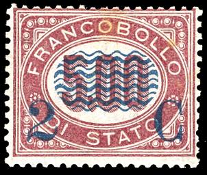 1878 - 2 cent. su 5 lire Servizio ... 