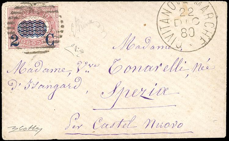 1880 - 2 cent. su 10 lire Servizio ... 