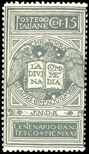 1921 - 15 cent. grigio Dante, non ... 