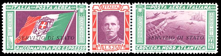1933 - 5,25 + 44,75 lire trittico ... 