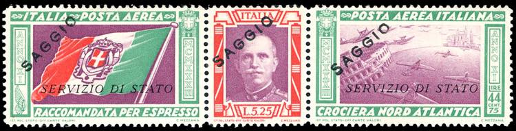 1933 - 5,25 + 44,75 Lire Trittico ... 