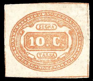1863 - 10 cent. arancio (1b), ... 