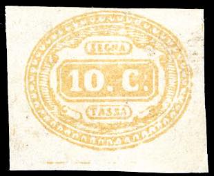 1863 - 10 cent. arancio (1b), ... 