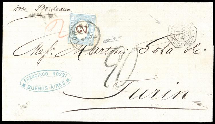 1870 - 2 lire azzurro chiaro e ... 