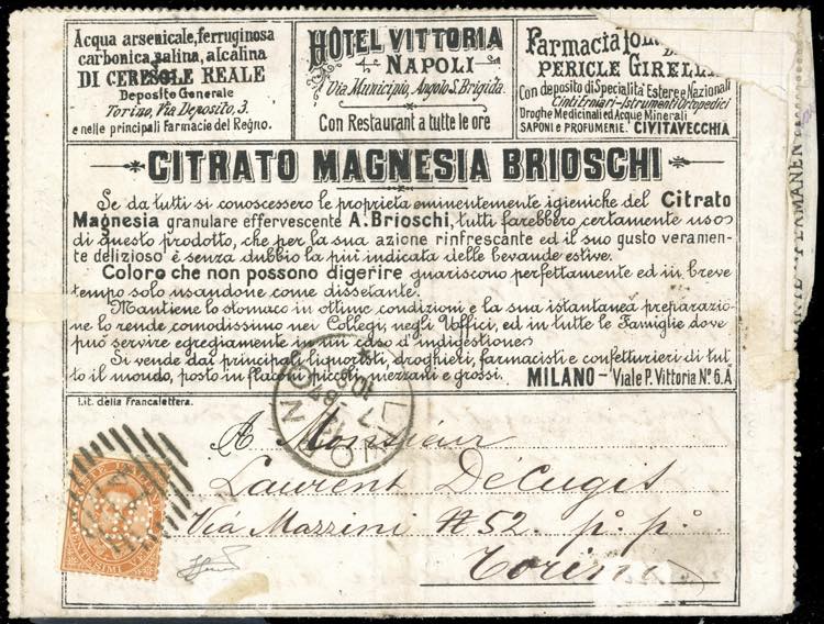FRANCALETTERE 1887 - 18 cent. su ... 